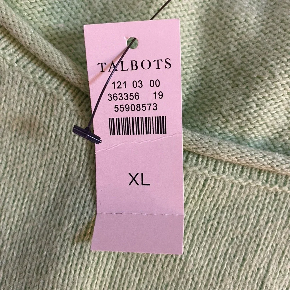 TALBOTS Womens Sweater XL Green Striped  Roll Neck Pocket Patty Lightweight NEW - Picture 4 of 12